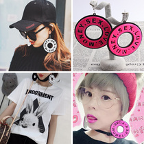 European and American exaggerated nightclub earrings womens net Red Tide people Korean temperament long personality letter hip hop tide card big earrings