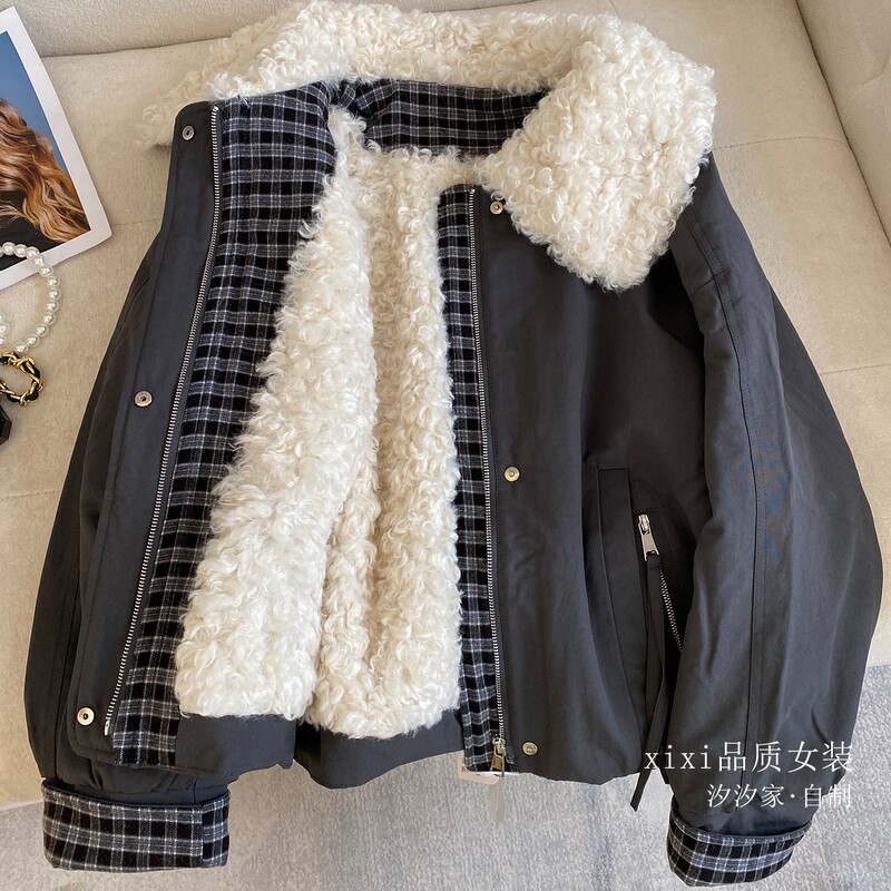 European-Style Workwear Lamb Wool Parka for Women, 2026 Winter New Model, Plush Fur Integrated Fleece Windbreaker Coat European-Style Workwear Lamb Wool Parka for Women, 2026 Winter New Model, Plush Fur Integrated Fleece Windbreaker Coat