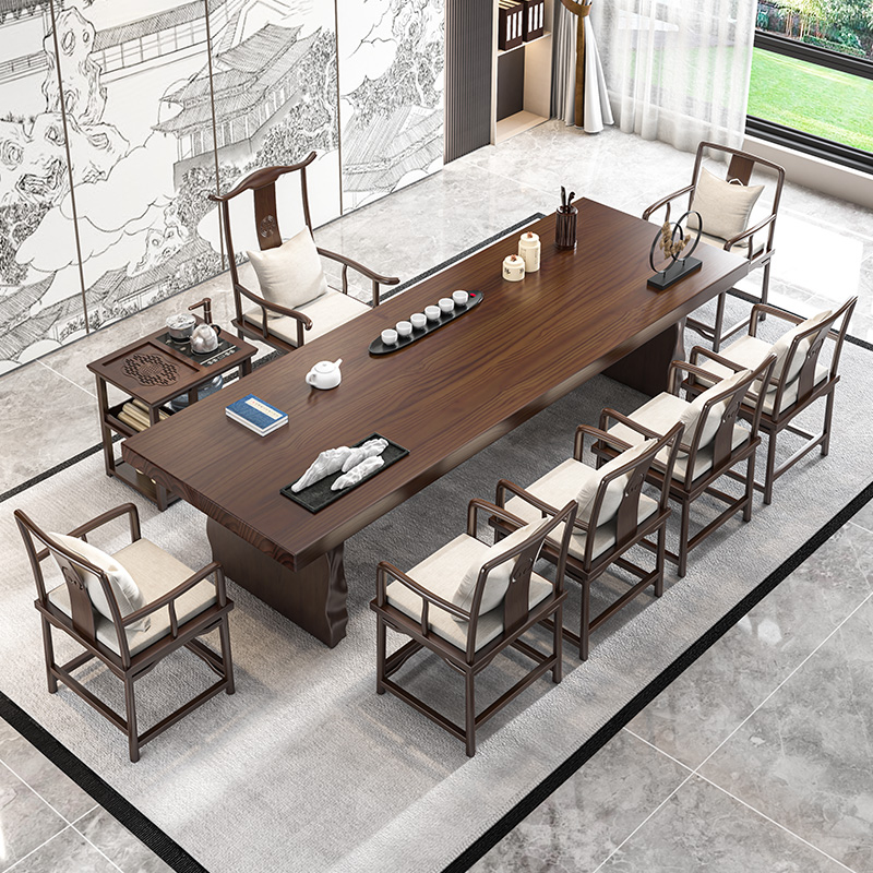 Solid wood tea table and chair combination simple modern living room tea table tea table drinking tea kung fu large board tea table tea table table