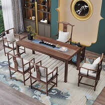  New Chinese solid wood tea table and chair Simple modern tea table Coffee table Office log tea drinking Kung Fu tea table set