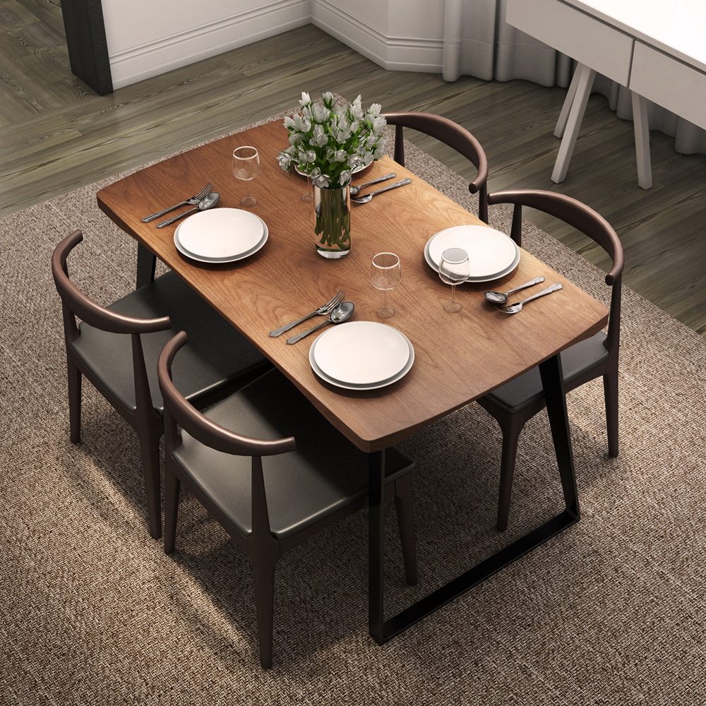 Retro Dining Table And Chairs Combined Dining Table Dining Table Dining Room Solid Wood Table Nordic Home Small Household Type Modern Long Logs