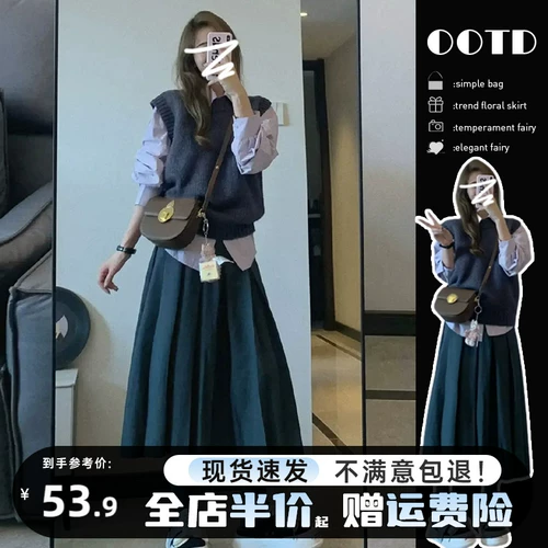 Жилет, осенний свитер, платье, комплект, рубашка, коллекция 2023