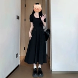 Белое летнее платье, длинная юбка, французский стиль, премиум класс, яркий броский стиль, подходит для подростков