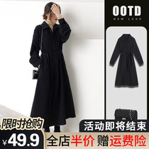 Early autumn dress 2021 new womens temperament high-end French long sleeve Hepburn style dress children Spring and Autumn long skirt