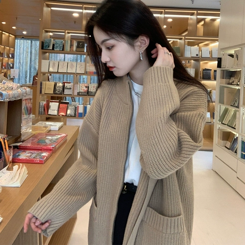 Демисезонный свитер с молнией, демисезонная куртка, трикотажный кардиган, изысканный стиль