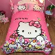 Phim hoạt hình kt Hello Kitty lưới màu đỏ trẻ em giường bông ba hoặc bốn bộ bông công chúa gió giường chăn tấm