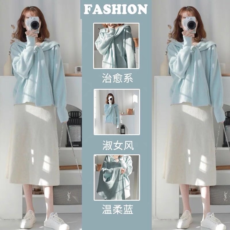 Pregnant Woman Net Red Pregnancy Sweater Fur Coat Autumn Winter Style Long Sleeve Loose Knitted Spring Dress Blouse Women Suit Spring Autumn Season Two Sets
