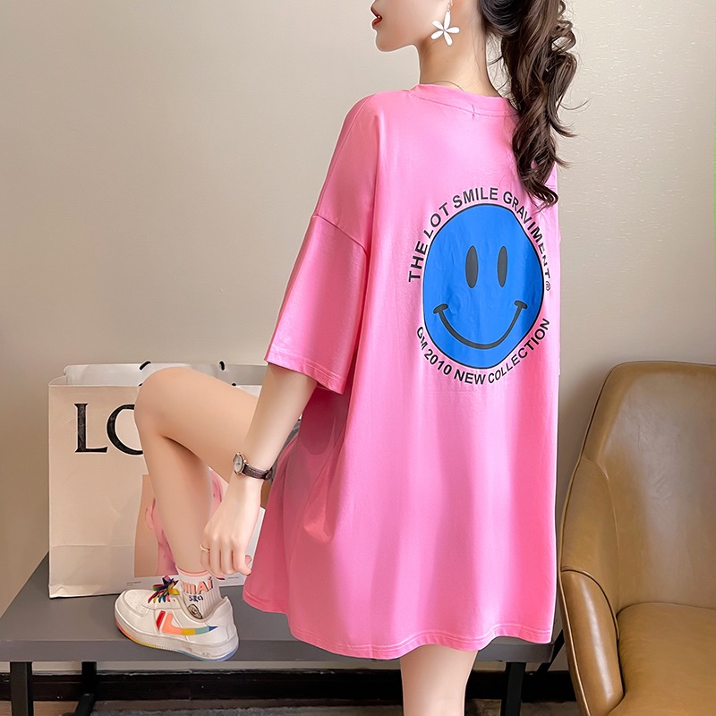 Pregnant woman summer clothing T-shirt short sleeve shorts out of fashion Suit Summer Thin medium Long version blouse Summer T-shirt