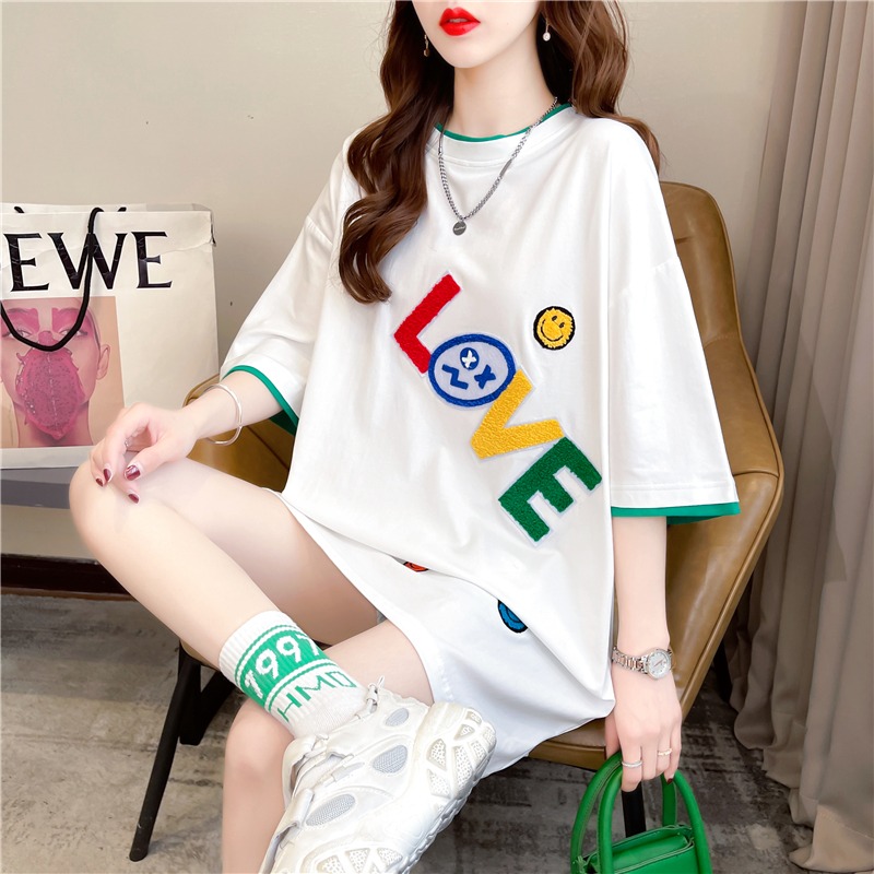 Pregnant Woman T-Shirt Summer Clothing Out Of Fashion Style Suit Loose Medium Long Version Short Sleeve Shorts Summer Thin casual blouses