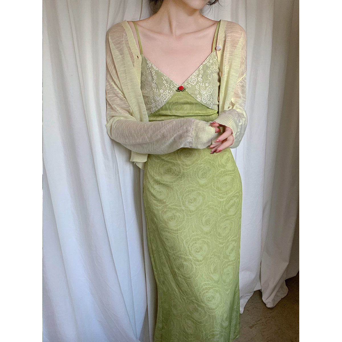 SYT homemade style lace stitching dark flower hanging with skirt children Summer holiday swarm with little subocean dress