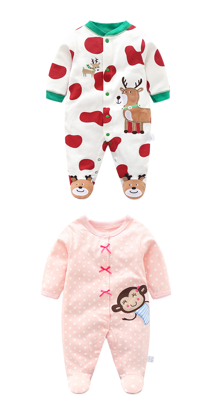 Quần áo sơ sinh cho bé sơ sinh mùa xuân và mùa thu cotton nữ quần áo trẻ sơ sinh 3-6 tháng Quần áo ngủ cho bé sơ sinh áo liền quần lót lông cho bé