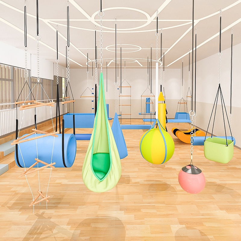 Children's Equipment Toys Hammock Swing Hanging Ball Indoor Sensory Training Suspension Rotating Pumpkin Ball Hanging Rope for Home Use