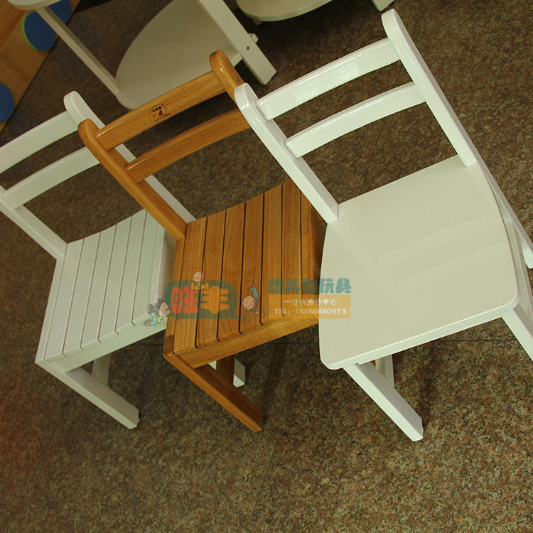 Kindergarten early education Solid wood chair Parent-child garden Children's chair Wooden back chair Learning chair Striped paint chair