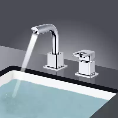 Brass double hole two hole two-piece basin faucet washbasin faucet multi-power rotation upper spray brush brush face faucet