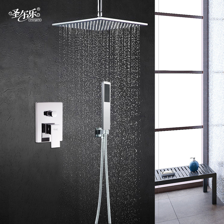 Bathroom shower set with built-in copper top spray shower set with hidden wall ceiling shower set