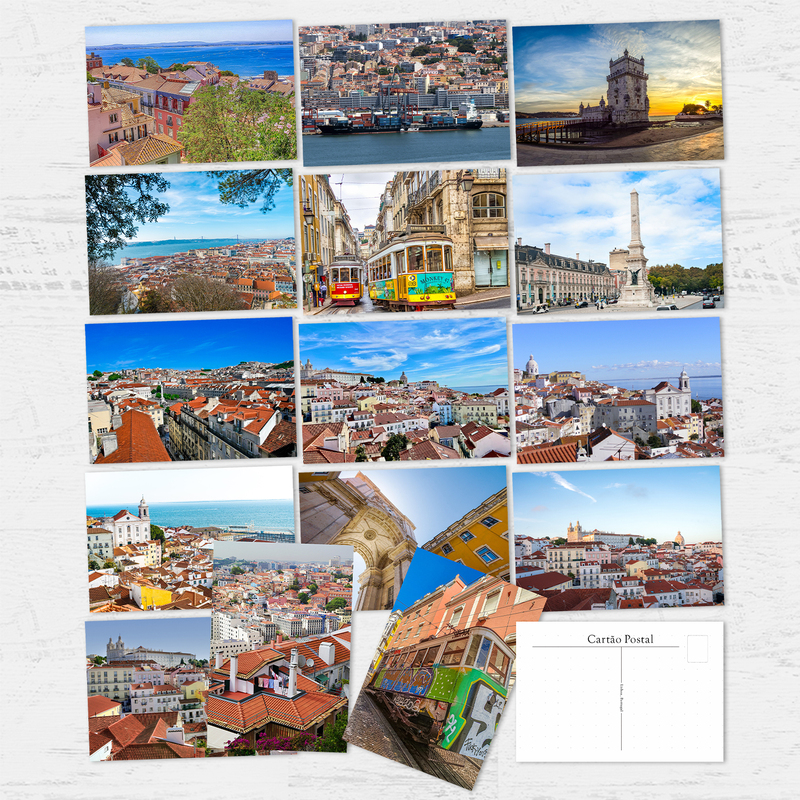 Complete Collection of Portuguese Postcards, Lisbon, Algarve, Porto City Scenery Cards, Travel Commemorative Greeting Cards