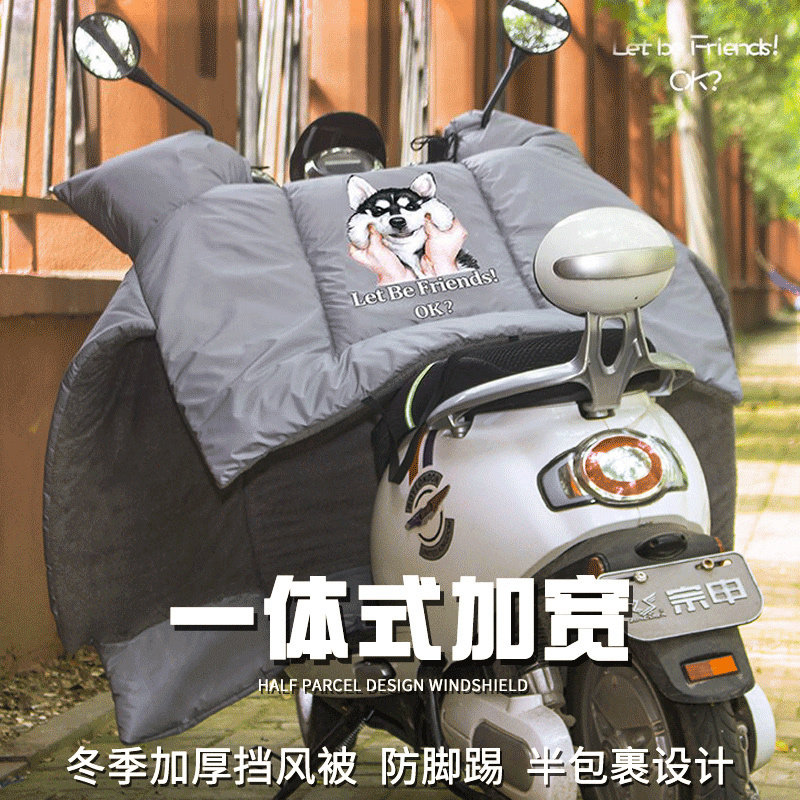 Windshield is winter electric vehicle rain-proof double-sided waterproof plus velvet thickening electric vehicle electric bicycle universal autumn