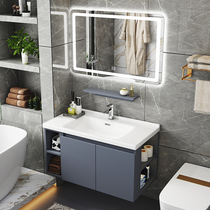Marble bathroom cabinet combination bathroom smart light luxury modern simple sink washroom wash basin