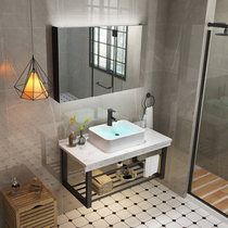 Nordic solid wood bathroom cabinet combination modern simple sink wash basin washbasin cabinet toilet marble wash table