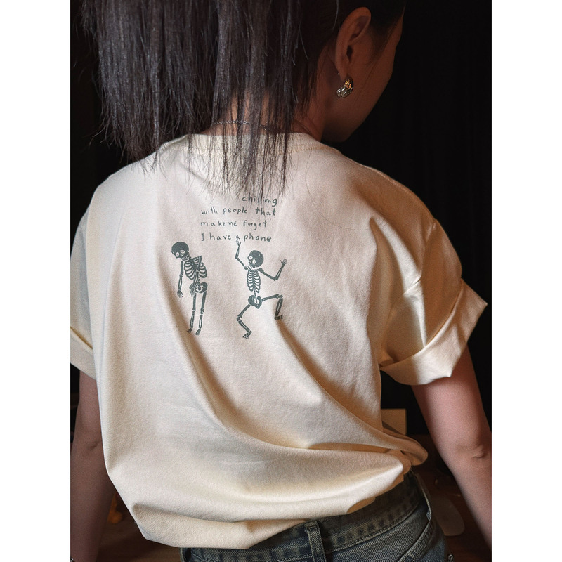 Pii 24Sschilling With… the Person Who Makes Me Forget about Playing with My Phone American Casual T-Shirt 240g