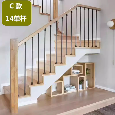 Light luxury solid wood staircase handrail, household indoor attic guardrail, fence, self-built house staircase handrail guardrail
