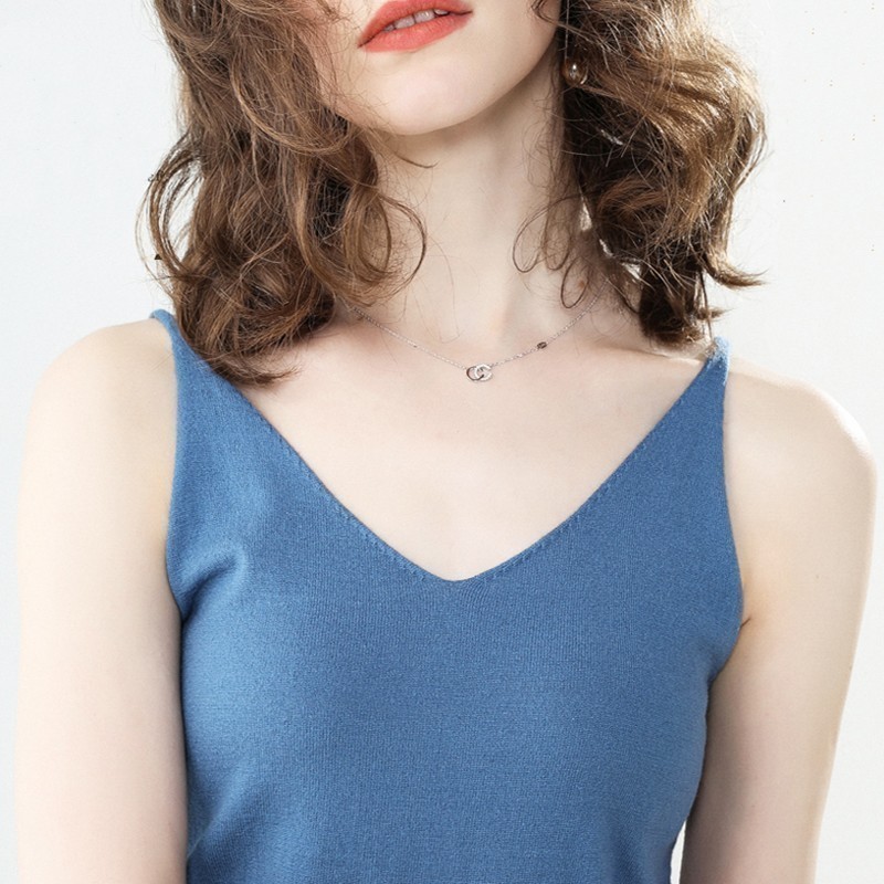 Knit Harness Vest Woman Outside Wearing Tide Spring Summer New 2022 Korean version V collar bottom inner lap Sexy blouse No sleeves