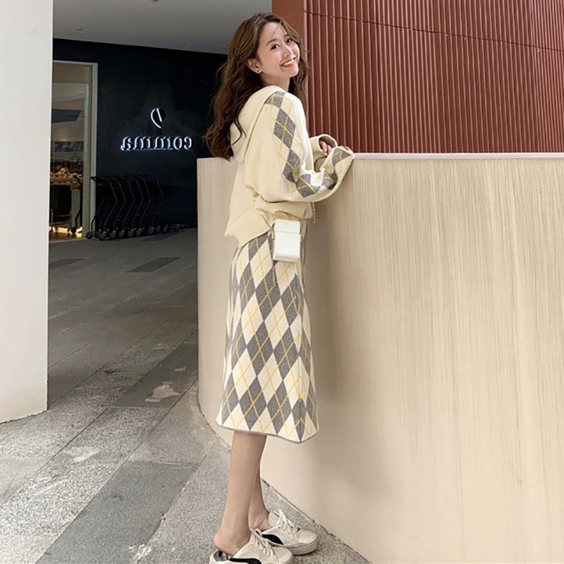 JOLIMENT fashion suit dress two-piece set 2022 spring autumn new even cap sweater knit half body skirt woman