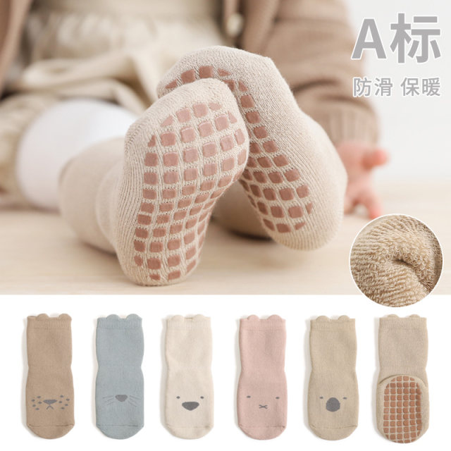 ລະດູຫນາວຫນາ terry ອົບອຸ່ນກາງcalf non-slip socks ກາຕູນ