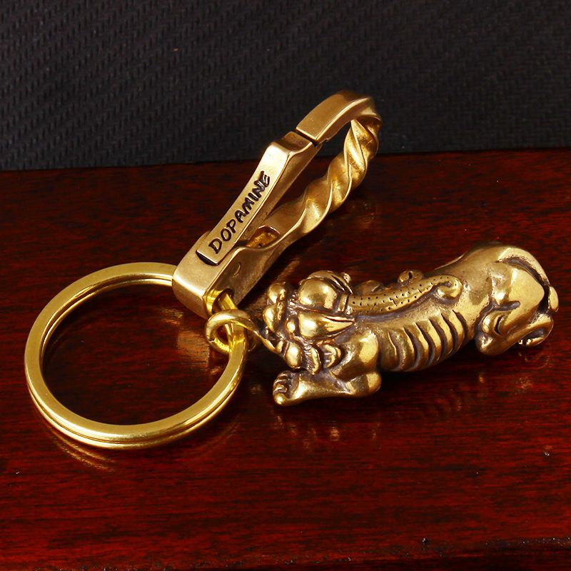 Solid Brass Keychain Copper Pendant Wealth-Attracting Keychain Men's Waist-Hanging Metal Car Keychain Solid Brass Keychain Copper Pendant Wealth-Attracting Keychain Men's Waist-Hanging Metal Car Keychain
