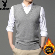 Flower Playboy vest Mens sweatshirt waistcoat V neck sweater with velvety thickened cashless warm cashmere cashmere