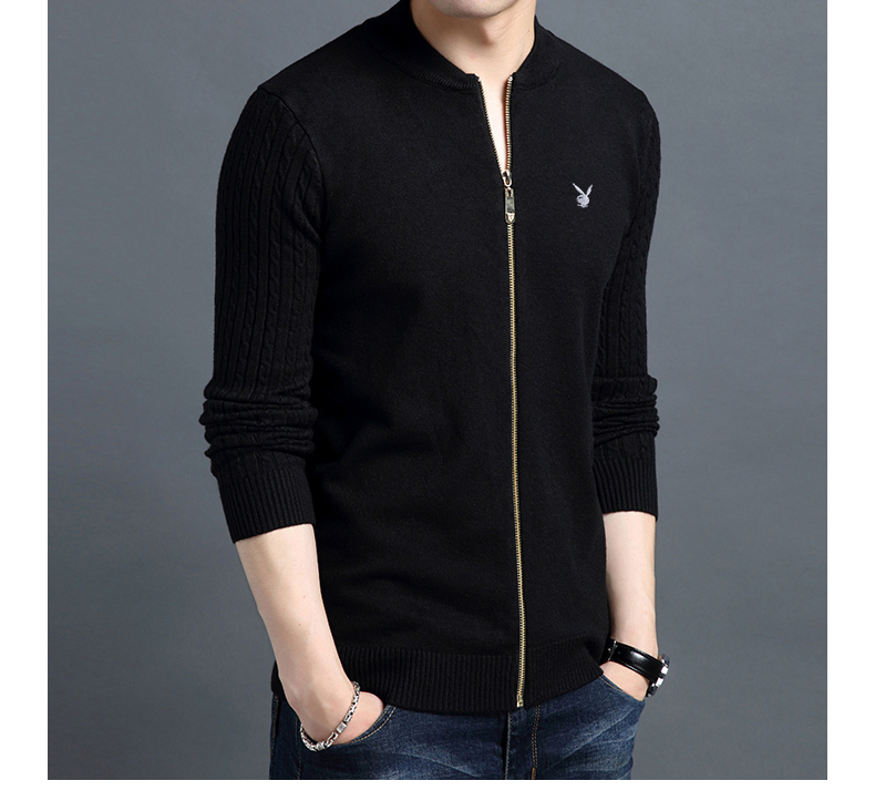 Playboy áo len mùa thu mới nam đứng cổ áo cardigan phiên bản Hàn Quốc của áo len tự trồng thanh niên áo len nam áo nam đẹp