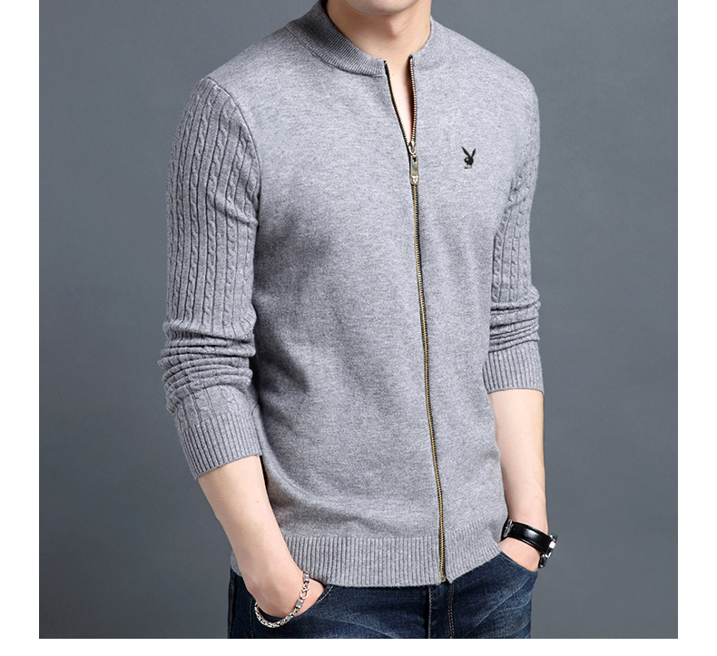 Playboy áo len mùa thu mới nam đứng cổ áo cardigan phiên bản Hàn Quốc của áo len tự trồng thanh niên áo len nam áo nam đẹp