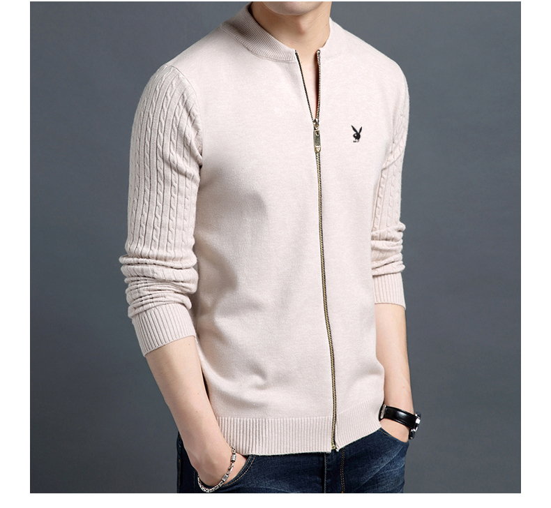 Playboy áo len mùa thu mới nam đứng cổ áo cardigan phiên bản Hàn Quốc của áo len tự trồng thanh niên áo len nam áo nam đẹp