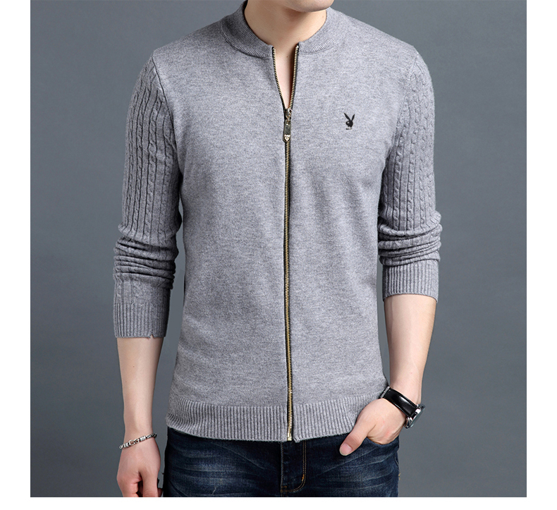 Playboy áo len mùa thu mới nam đứng cổ áo cardigan phiên bản Hàn Quốc của áo len tự trồng thanh niên áo len nam áo nam đẹp