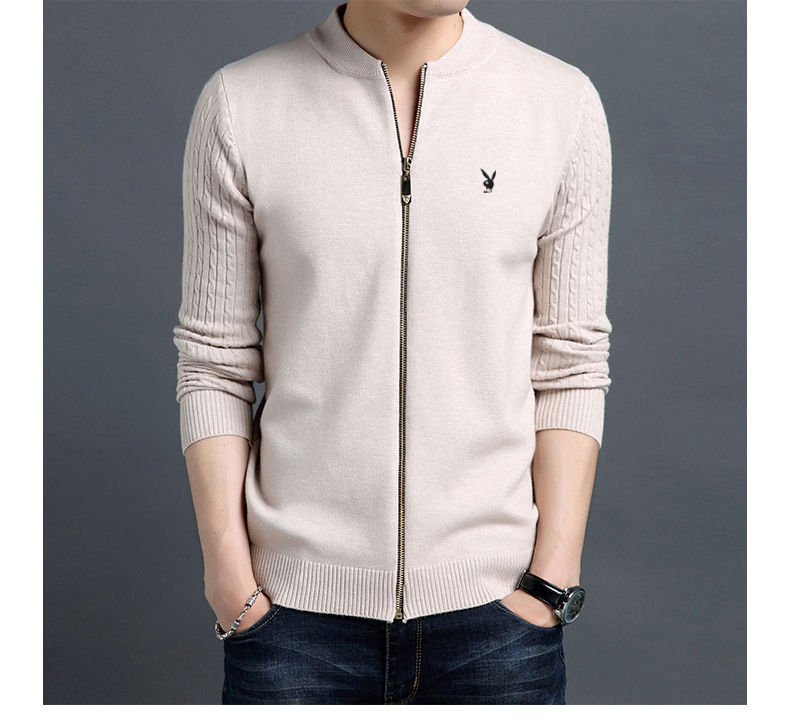Playboy áo len mùa thu mới nam đứng cổ áo cardigan phiên bản Hàn Quốc của áo len tự trồng thanh niên áo len nam áo nam đẹp