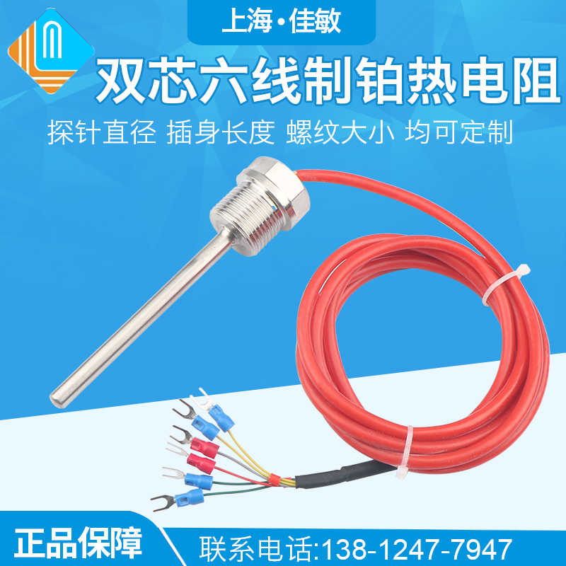 Double-core double resistance six wire system Platinum thermal resistance PT100 PT1000 Double branch 6 Line made temperature probe Sensor A grade-Taobao