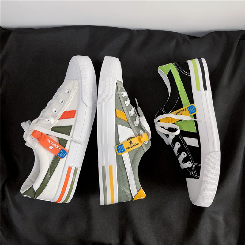 All-match trend canvas shoes male student low-top 2021 spring couple small white shoes casual breathable skateboard shoes men's flat