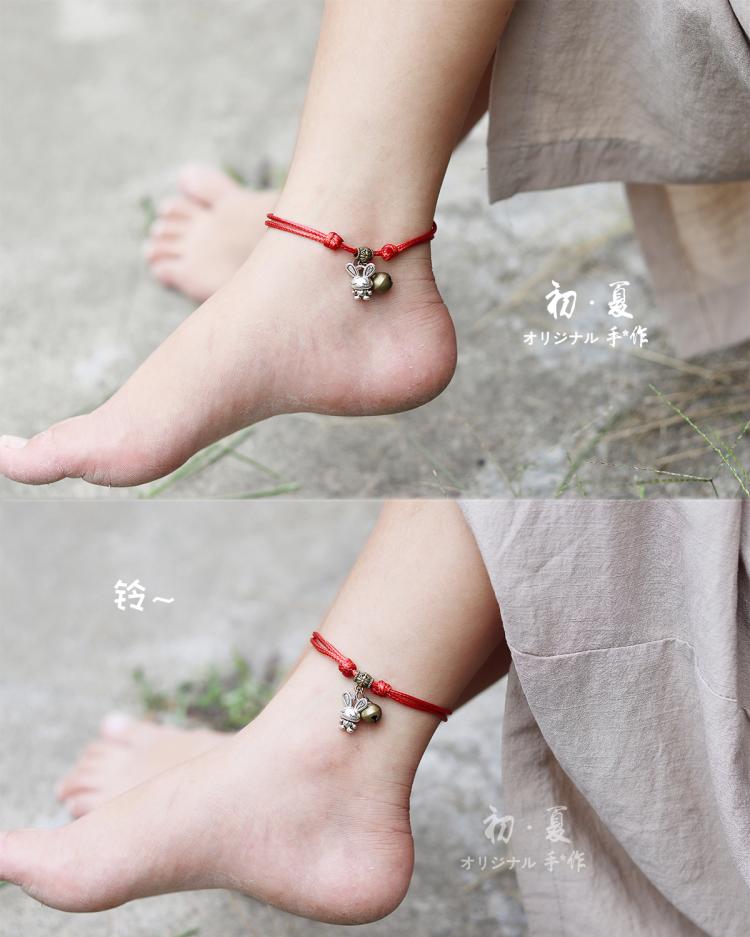 Mười hai 12 vòng cung hoàng đạo Wolverine Gió quốc gia dệt Red Red Rope Cặp đôi Sinh viên Mùi vòng chân - Vòng chân lắc chân nữ