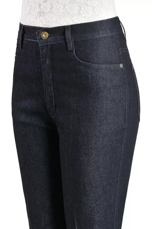 Mùa xuân và mùa thu mặc quần dài của phụ nữ trung niên quần jeans cạp cao cạp thẳng Quần cotton nữ trung niên co giãn là quần mỏng cỡ lớn dày