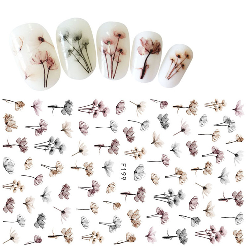 Subsection US nail sticker water ink flower cute little animal 3d nail appliquer Kitty Feather Squirrel Deer Multimeat-Taobao