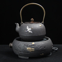 Upscale Iron Pot Suit Day Style Cast Iron Teapot Hand without coating Kettle Southern Iron Pot Retro Cooking Water Tea Set