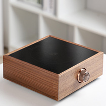 Walnut Wood Electric Pottery Furnace Nordic Tea Oven Square Heating Furnace Solid Wood Waterproof intelligent cooking tea stove round copper pot burning water machine