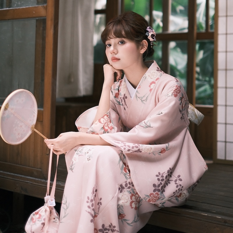 Moonlight Kimono: Elegant and Graceful Girl's Kimono, Japanese Kimono, Cherry Blossom Season, Japanese-Style Photo Shoot, Modified Kimono, Yukata