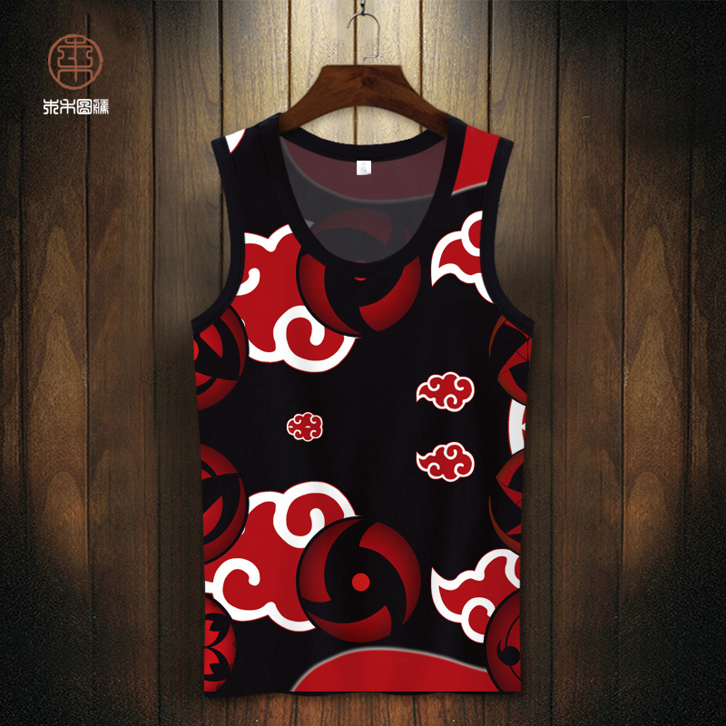 Summer Thin Vest for Men, Naruto Anime Merchandise, Sleeveless T-Shirt, Large Size, Oversized, Two-Dimensional Style Summer Thin Vest for Men, Naruto Anime Merchandise, Sleeveless T-Shirt, Large Size, Oversized, Two-Dimensional Style