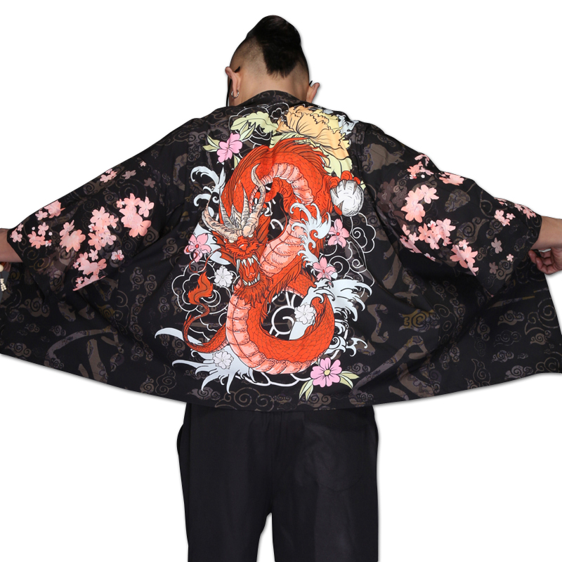 Nhật Bản kimono của nam giới áo gió Trung Quốc rồng T-shirt mũi người đàn ông váy Tang dài tay áo khoác kiểu Nhật áo Daorobe mùa xuân