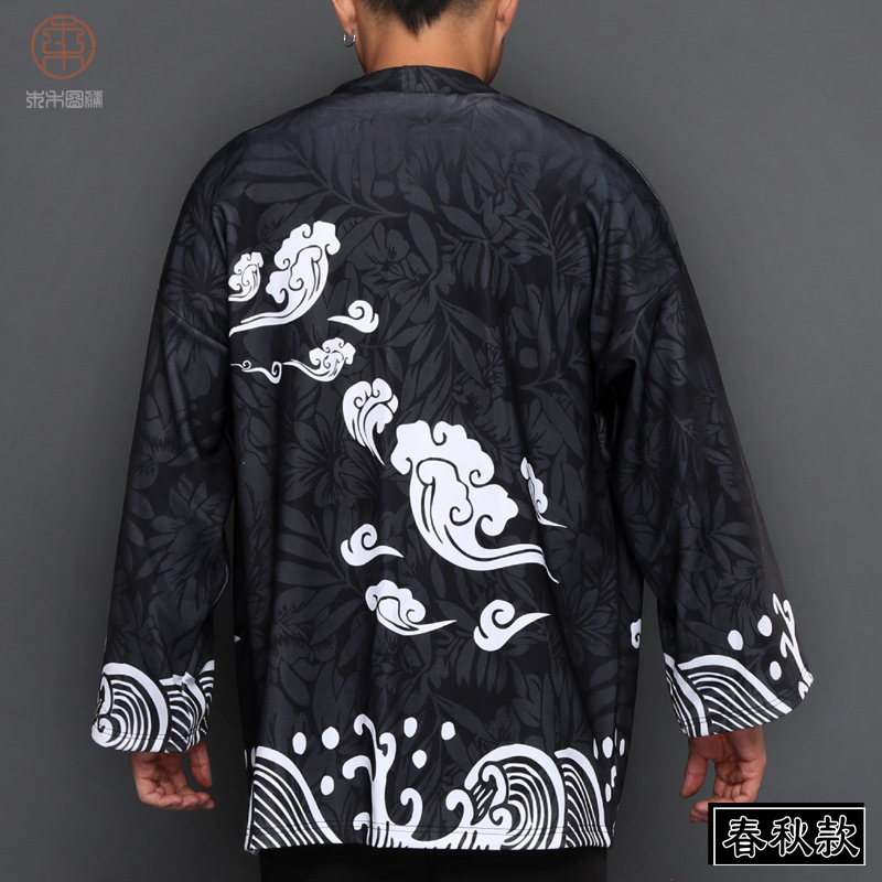 Nhật Bản kimono của nam giới áo gió Trung Quốc rồng T-shirt mũi người đàn ông váy Tang dài tay áo khoác kiểu Nhật áo Daorobe mùa xuân