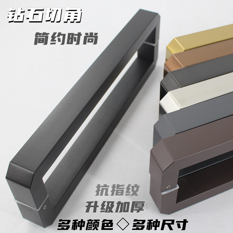 Stainless steel glass door sand black door handle Wooden door KTV office door rose gold black titanium gold door handle