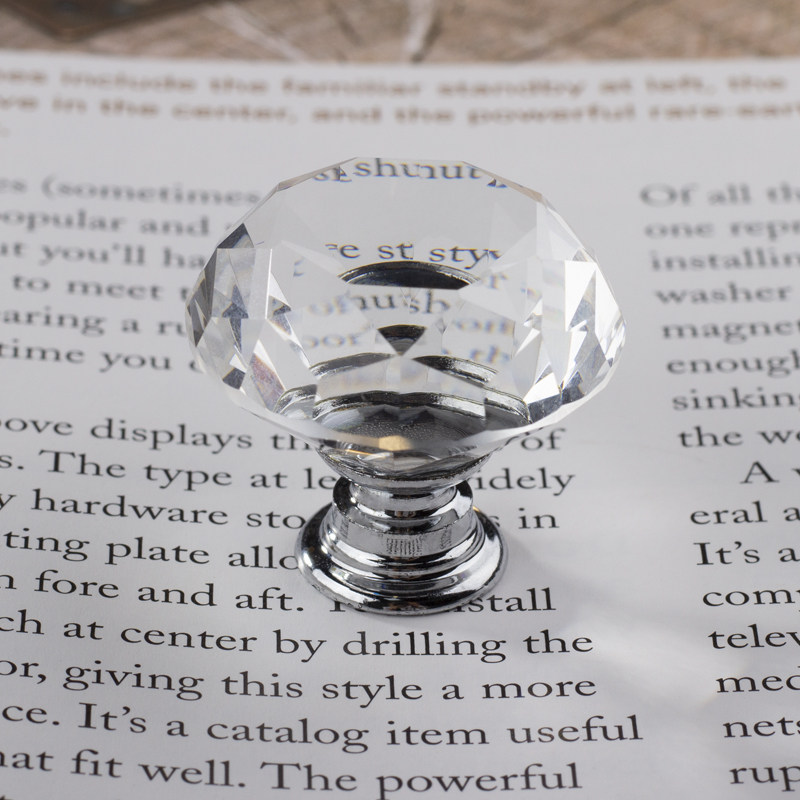 American modern overall cabinet door drawer furniture transparent single hole aluminum crystal material handle