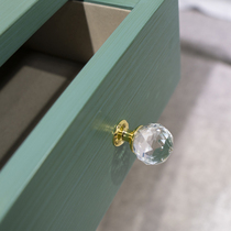European American simple style transparent crystal handle drawer cabinet door single hole zinc alloy