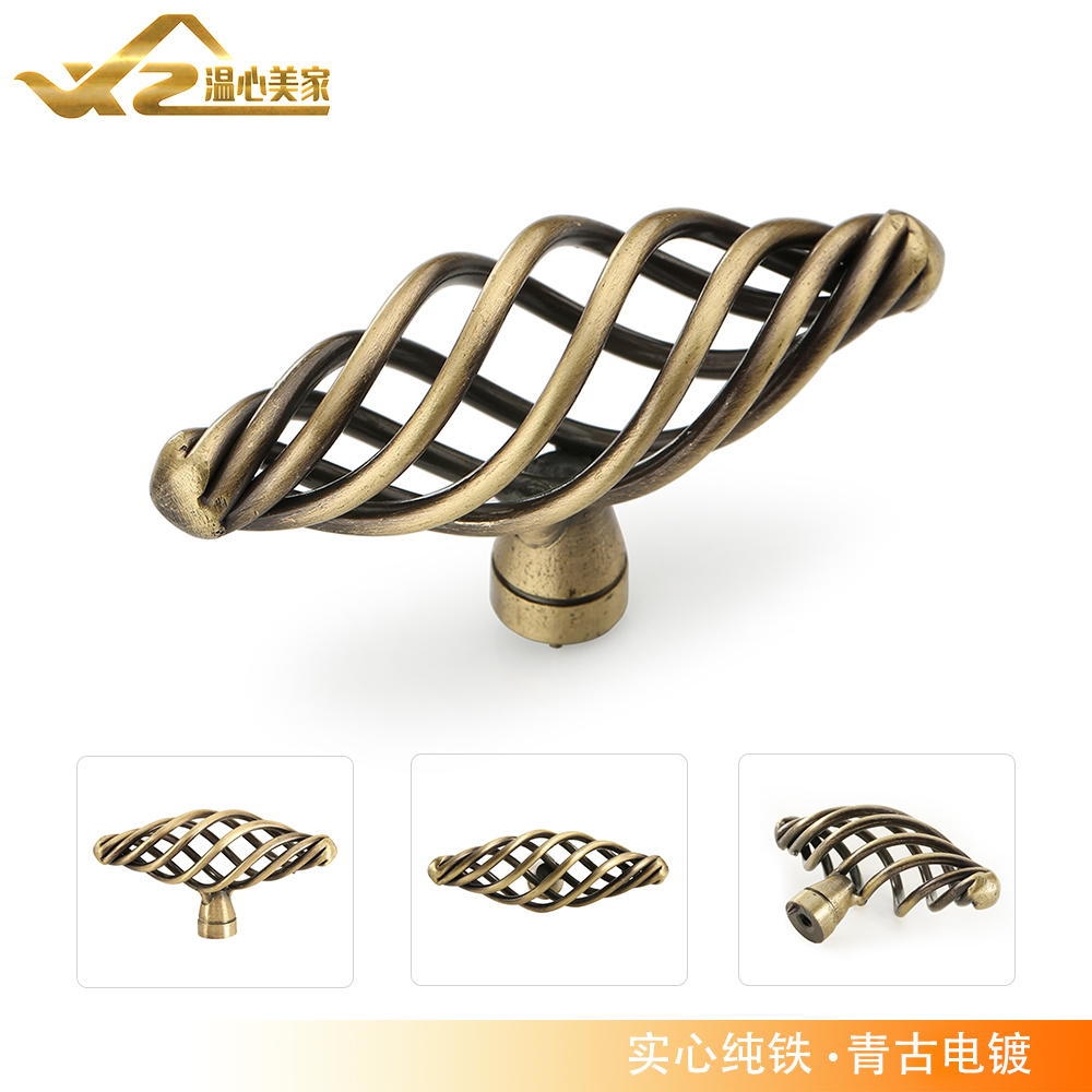 American antique bird cage handle single-hole elliptical green ancient Eurostyle wardrobe?Handle drawer handle with door handle